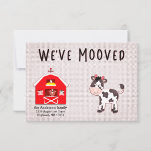 We've Moved Cow in Barnyard New Address Notice