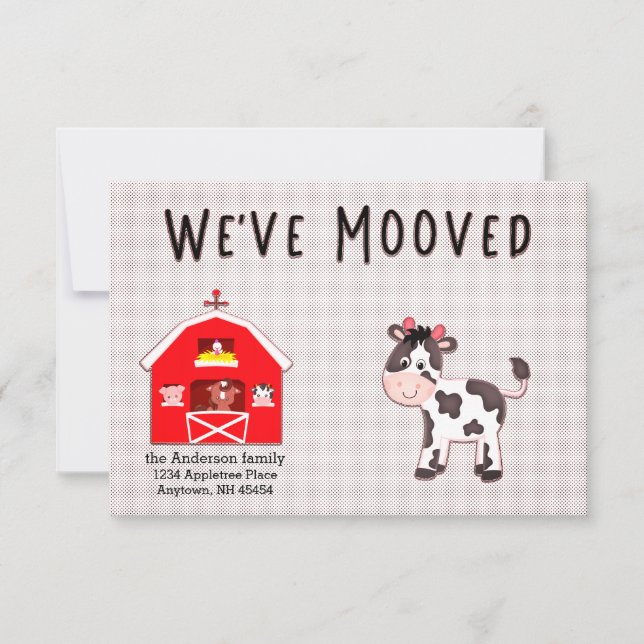 We've Moved Cow in Barnyard New Address Notice (Front)