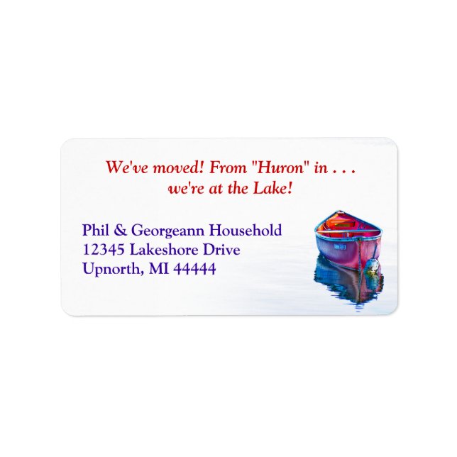 We've moved! Custom Red Canoe Address Label (Front)