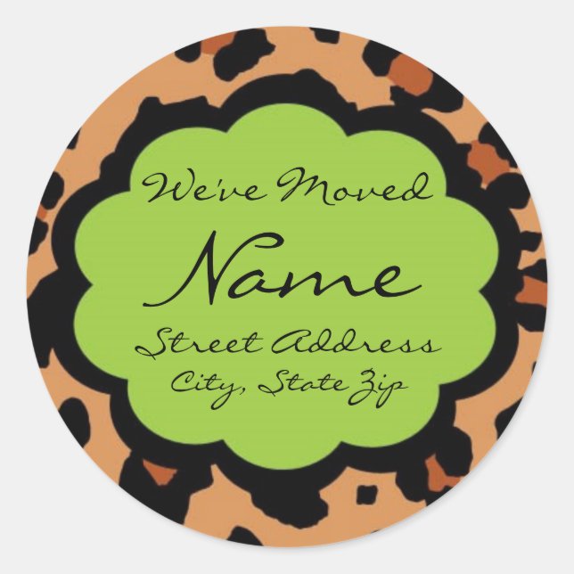We've Moved Customizable Lepord Sticker (Front)