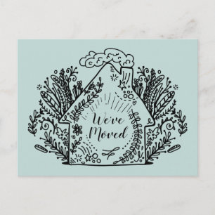 We've Moved Cute Hand Drawn Home Postcard