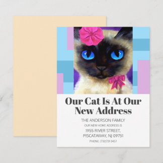 We've Moved Cute Pet Cat New Address Text Announcement