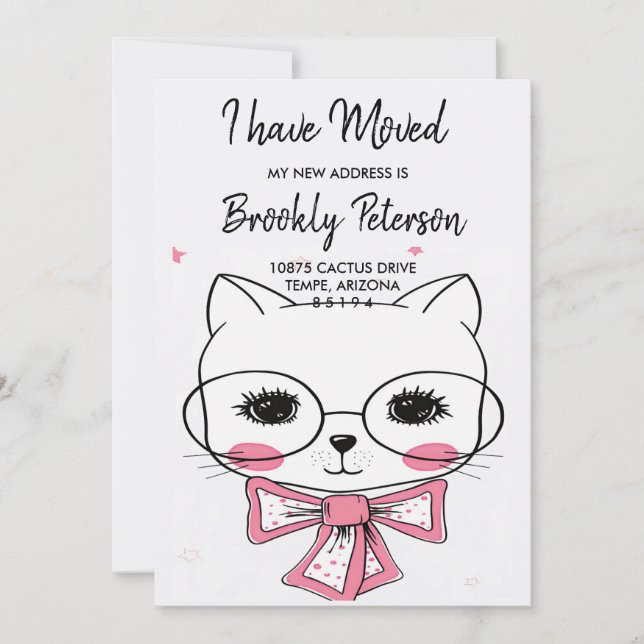 We've Moved  | cute Pretty Kitty  Invitation (Front)