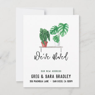 We've Moved Cute Watercolor Plants New Address Card
