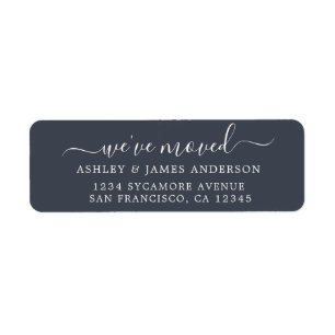 We've Moved Dark Blue New Address label