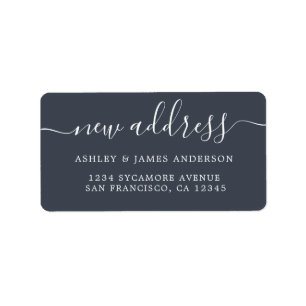We've Moved Dark Blue New Address label