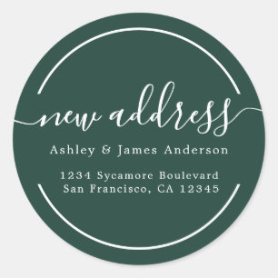 We've Moved Dark Green New Address Label