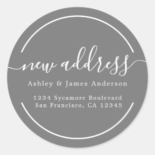 We've Moved Dark Grey New Address Classic Round Sticker