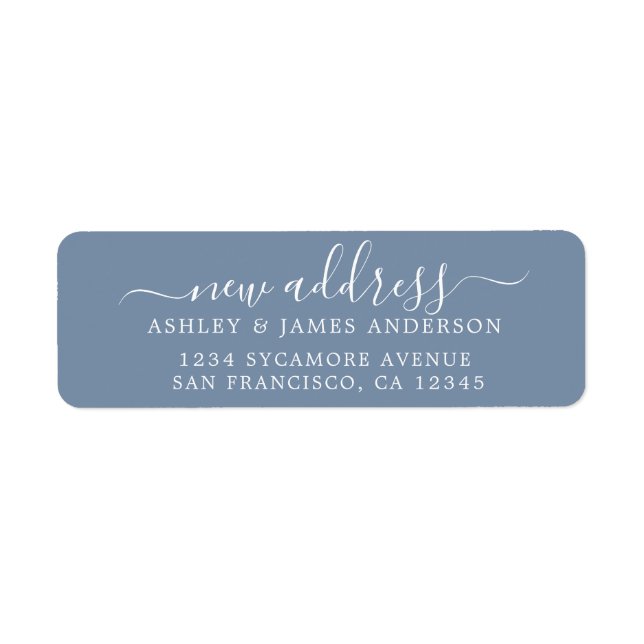 We've Moved Denim Blue New Address label (Front)