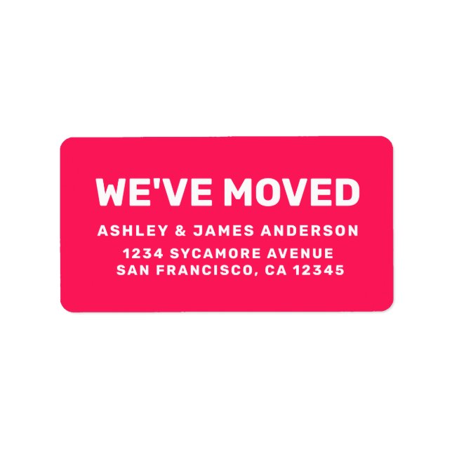 We've Moved Diva Pink New Address Label (Front)