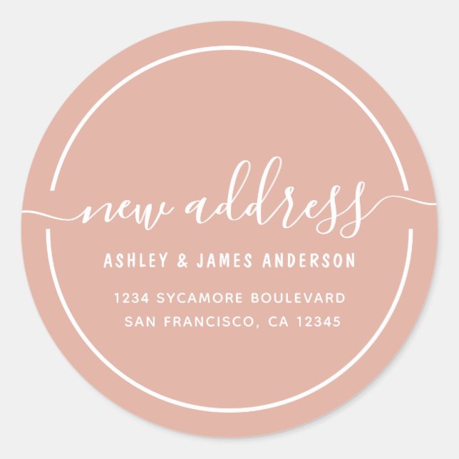 We've Moved Dusty Pink New Address label (Front)