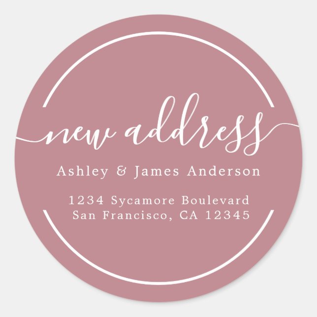 We've Moved Dusty Rose Purple New Address Label (Front)