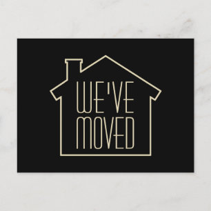 We've Moved Elegant Black and Gold Modern Moving Announcement Postcard