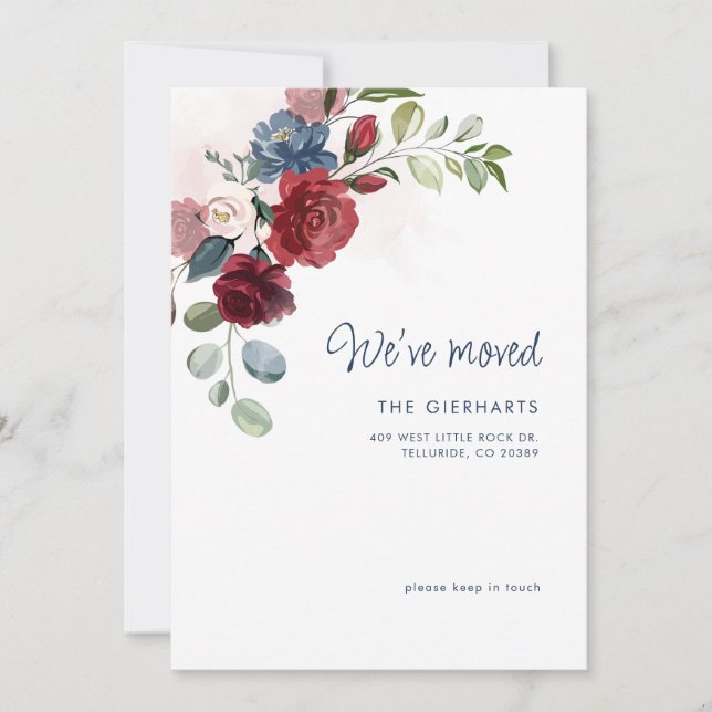 We've Moved Elegant Floral Moving Announcement (Front)