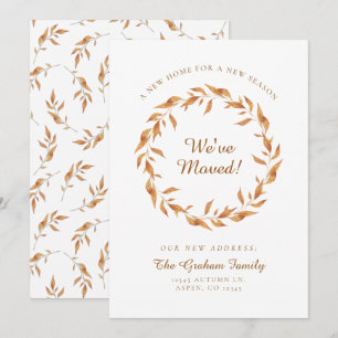 We've Moved Fall Leaves Wreath Moving Announcement