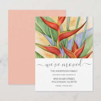 We've Moved Floral Heliconia Rose Gold Script Text Announcement