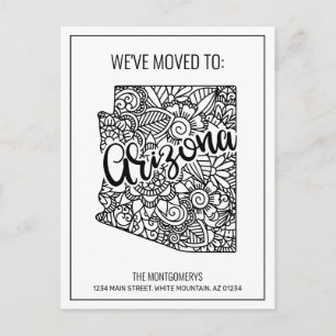 We've Moved Floral Mandala Arizona State New Home Announcement Postcard