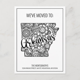 We've Moved Floral Mandala Arkansas State New Home Announcement Postcard