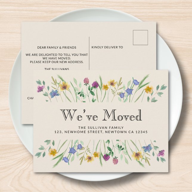We've Moved Floral Moving Announcement Postcard (Creator Uploaded)