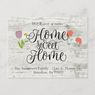 We've Moved Floral New Address Announcement Wood Postcard