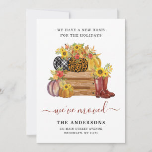 We've Moved Floral Pumpkins Sunflower Fall Moving Announcement