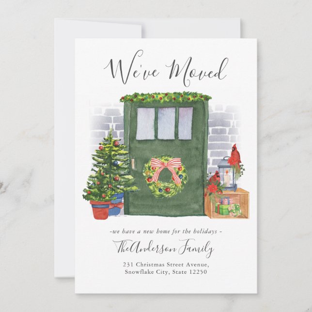 We've Moved Front Door Christmas Holiday Moving Announcement (Front)