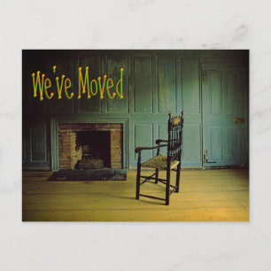 We've Moved  Funny Joke Lonely Chair Announcement Postcard
