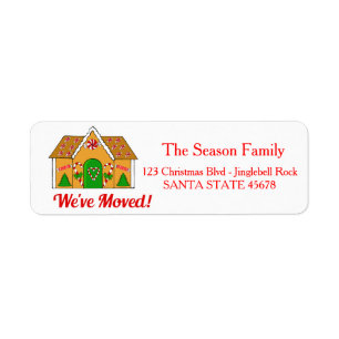We've Moved Gingerbread house Christmas label