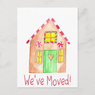 We've Moved  Gingerbread House Postcard