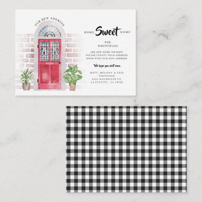We've Moved Gingham Watercolor Moving Announcement (Front/Back)