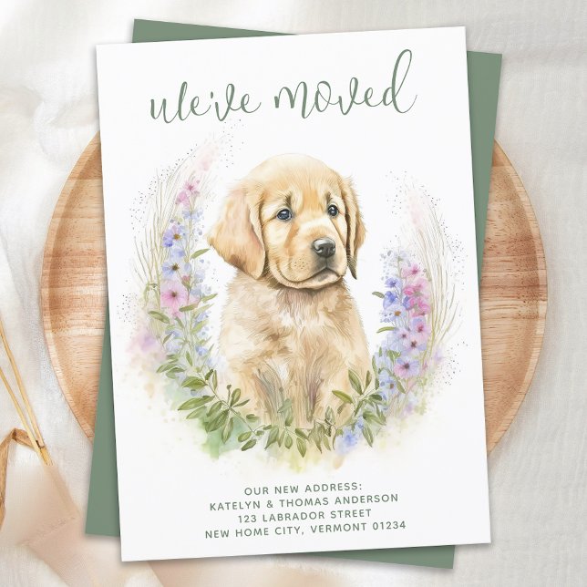 We've Moved Golden Retriever Puppy Dog Moving Announcement (Creator Uploaded)