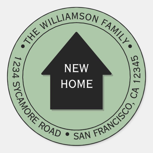 We've Moved Green New Home Address Label (Front)