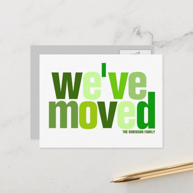 We've Moved (Greenery) Announcement Postcard (Front/Back In Situ)