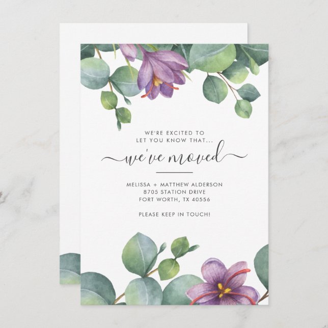We've Moved Greenery Eucalyptus Foliage Moving Card (Front/Back)