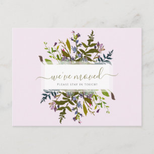 We've Moved Greenery Floral Script Announcement   Postcard