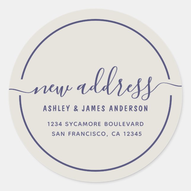 We've Moved Grey New Address Classic Round Sticker (Front)