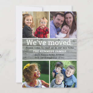 We've Moved Grey Wood 4 Photo Collage New Home  Announcement