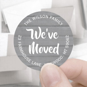 We've Moved Grey Wood Rustic Return Address Label