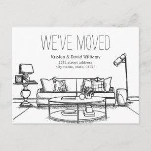 We've Moved Hand Drawn Moving Announcement Postcard