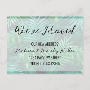 We've Moved Handwritten Calligraphy Botanical Postcard