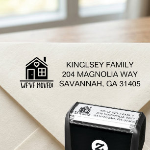 We've Moved Heart House Family Return Address Self-inking Stamp