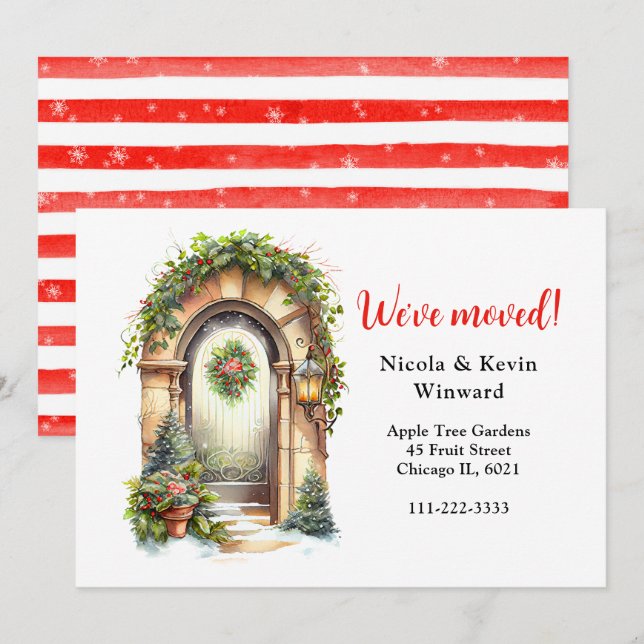 We've Moved Holiday Christmas Garland Door Announcement (Front/Back)