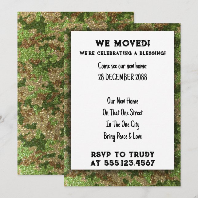 We've Moved Home Blessing Military House Warming  Invitation (Front/Back)