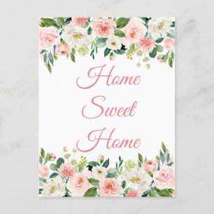 We've Moved Home Sweet Home Floral Postcard