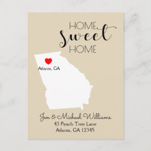 We've Moved   Home Sweet Home Georgia Announcement Postcard