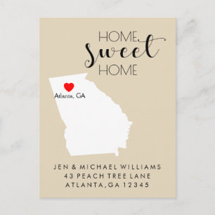 We've Moved   Home Sweet Home Georgia Announcement Postcard