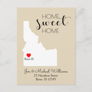 We've Moved   Home Sweet Home Idaho Announcement Postcard