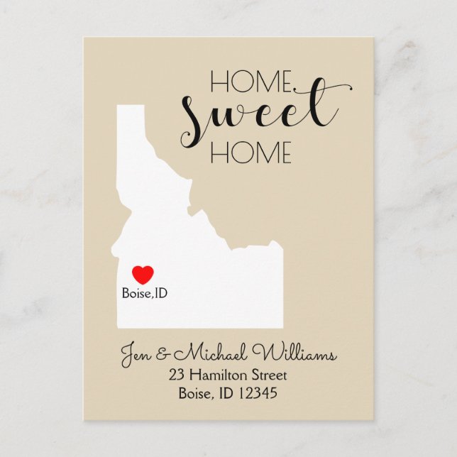We've Moved | Home Sweet Home Idaho Announcement Postcard (Front)