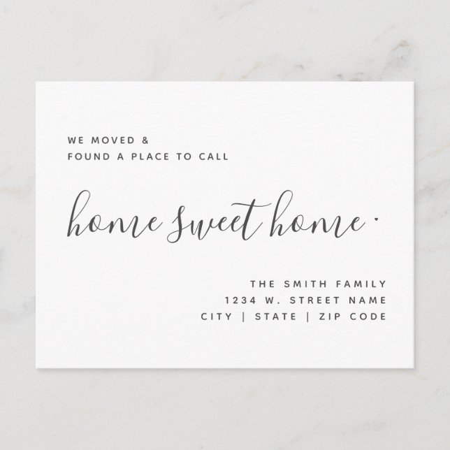 We've Moved Home Sweet Home Modern Calligraphy  Postcard (Front)