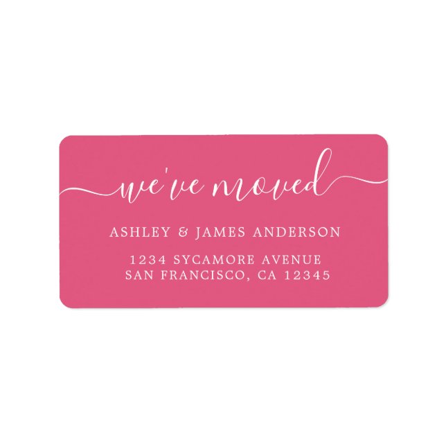 We've Moved Hot Pink New Address label (Front)